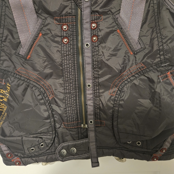 Dark Gray 100% Nylon Tactical Streetstyle Zip Up Vest with Pockets - Picture 4 of 6